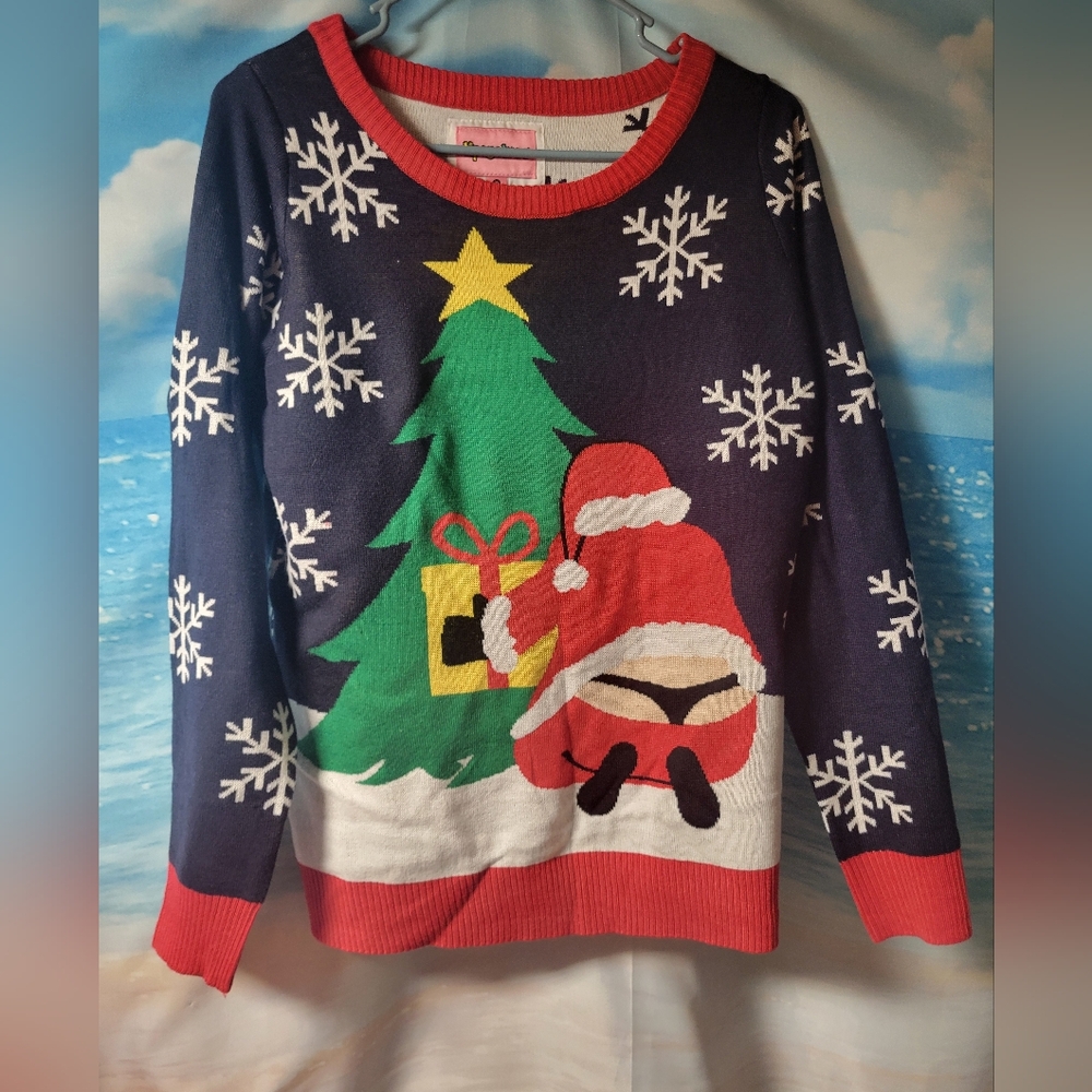 Tipsy Elves NWOT Women's Christmas Sweater Santa Butt Crack‎ Size Small